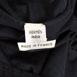 Hermes Grey Printed Silk Jersey Plunge Neck Bodysuit M