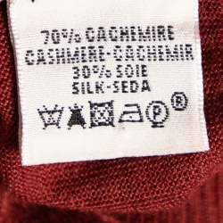 Pre Owned Hermes Maroon Cashmere V-Neck Sweater S