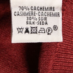 Pre Owned Hermes Maroon Cashmere V-Neck Sweater S