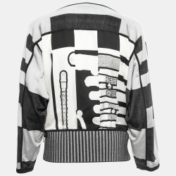 Hermes Black Printed Silk & Knit Top S