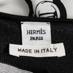 Hermes Black Printed Silk & Knit Top S