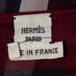 Hermes Red Geometric Print Cotton Poncho Top One Size