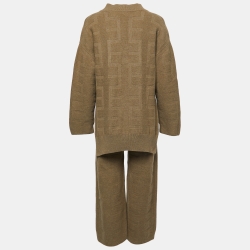 Hermes Brown Textured Wool Top & Pants Set M