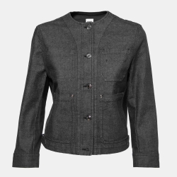 Hermes Dark Grey Denim Round Neck Button Front Jacket M