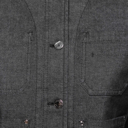 Hermes Dark Grey Denim Round Neck Button Front Jacket M