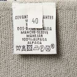 Hermes Grey Printed Silk and Wool Knit V-Neck Sweater M