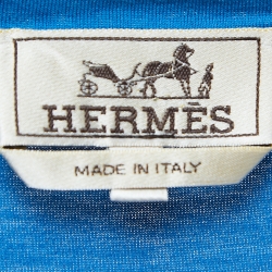 Pre Owned Hermes Blue Print Cotton Half Sleeve T-Shirt XS
