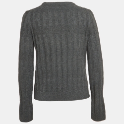 Hermes Grey Patterned Wool Knit Sweater M