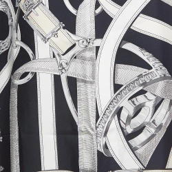 Hermes Black Cavalcadour Print Silk Shift Dress L