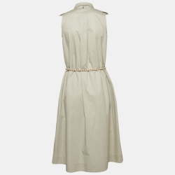 Hermes Grey Cotton Belted Shirt Dress S