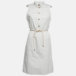 Hermes Grey Cotton Belted Shirt Dress M