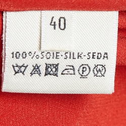 Hermes Red Pleated Silk Sleeveless Midi Dress M