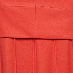 Hermes Red Pleated Silk Sleeveless Midi Dress M