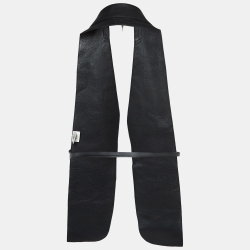 Hermes Black Leather Belted Back Open Vest L