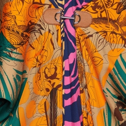 Pre Owned Hermes Multicolor Jungle Love Print Silk Maxi Dress S