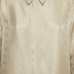مملوكة مسبقًا Hermes Beige Patterned Silk Shirt M