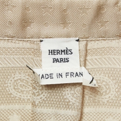 مملوكة مسبقًا Hermes Beige Patterned Silk Shirt M