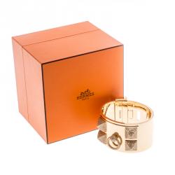 Hermès Collier de Chien Diamond 18k Rose Gold Large Cuff Bracelet