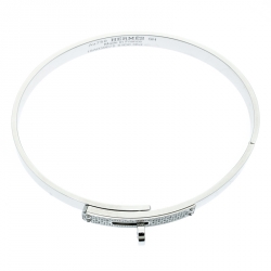 Hermes Kelly Diamond & 18k White Gold Small Narrow Bracelet