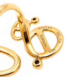 Hermes Chaîne d'Ancre Diamond 18k Yellow Gold Open Ring Size 54