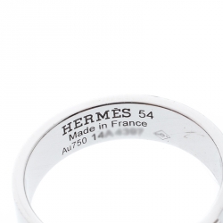 Hermes Kelly Diamond 18k White Gold Band Ring Size 54