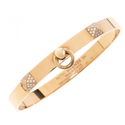 Hermès Collier de Chien Diamond 18K Rose Gold Bracelet SH