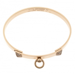 Hermès Collier de Chien Diamond 18K Rose Gold Bracelet SH