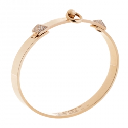 Hermès Collier de Chien Diamond 18K Rose Gold Bracelet SH