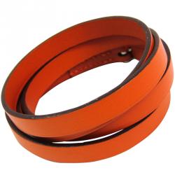 Hermes Hapi II Orange Chamonix Leather Palladium Bracelet 