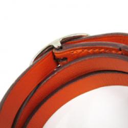 Hermes Hapi II Orange Chamonix Leather Palladium Bracelet 