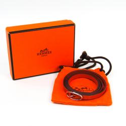 Hermes Hapi II Orange Chamonix Leather Palladium Bracelet 