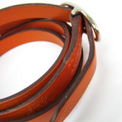 Hermes Hapi II Orange Chamonix Leather Palladium Bracelet 