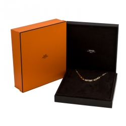 Pre Owned Hermes Kelly Chaine Diamond 18K Yellow Gold Chain Link Choker Necklace 