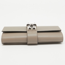 Hermes Gris Asphalte Swift Leather Medor 23 Clutch