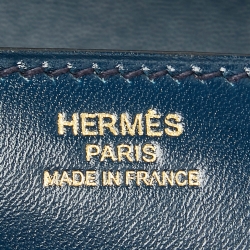 Pre Owned Hermès Bleu de Prusse Box Leather Egee Clutch