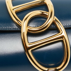 Pre Owned Hermès Bleu de Prusse Box Leather Egee Clutch