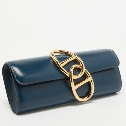 Pre Owned Hermès Bleu de Prusse Box Leather Egee Clutch