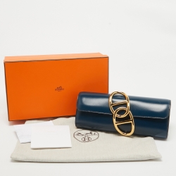 Pre Owned Hermès Bleu de Prusse Box Leather Egee Clutch