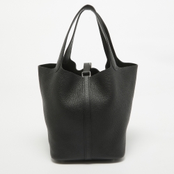 Hermès Noir Taurillon Clemence Leather Picotin Lock 22 Bag