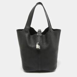 Hermès Noir Taurillon Clemence Leather Picotin Lock 22 Bag