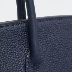 Hermès Bleu Nuit/Rose Pourpre Taurillon Clemence Leather Palladium Finish Birkin 35 Bag