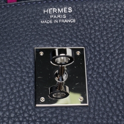Hermès Bleu Nuit/Rose Pourpre Taurillon Clemence Leather Palladium Finish Birkin 35 Bag