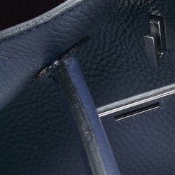 Hermès Bleu Nuit/Rose Pourpre Taurillon Clemence Leather Palladium Finish Birkin 35 Bag