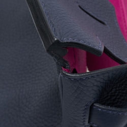 Hermès Bleu Nuit/Rose Pourpre Taurillon Clemence Leather Palladium Finish Birkin 35 Bag