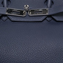 Hermès Bleu Nuit/Rose Pourpre Taurillon Clemence Leather Palladium Finish Birkin 35 Bag