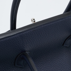 Hermès Bleu Nuit/Rose Pourpre Taurillon Clemence Leather Palladium Finish Birkin 35 Bag