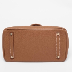 Hermes Gold Taurillon Clemence Leather Gold Finish Birkin 35 Bag