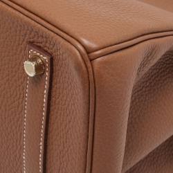 Hermes Gold Taurillon Clemence Leather Gold Finish Birkin 35 Bag