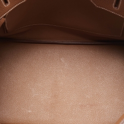 Hermes Gold Taurillon Clemence Leather Gold Finish Birkin 35 Bag