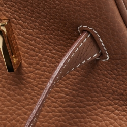 Hermes Gold Taurillon Clemence Leather Gold Finish Birkin 35 Bag
